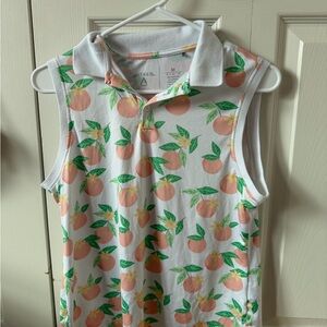 Antigua Polo with Peach and Green Print